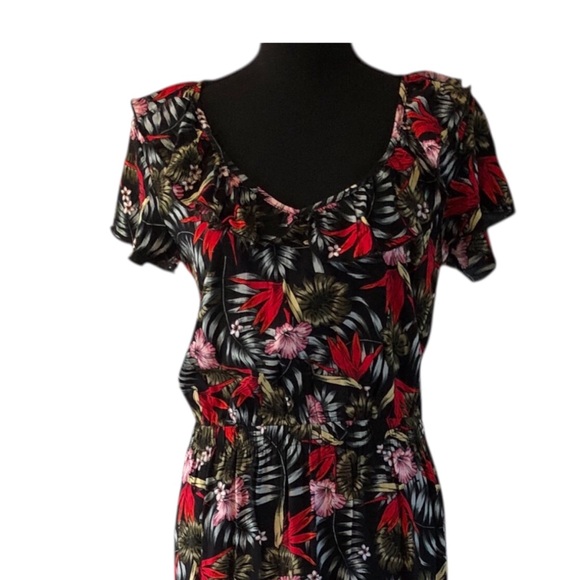 Women’s Calzedonia Cobey Black Floral Tropical Maxi Dress Beach Coverup size S - Picture 2 of 16